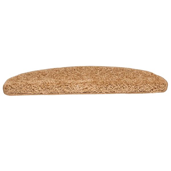 vidaXL kāpņu paklājiņi, 15 gab., 65x21x4 cm, bē&scaron;i, pusapaļi, lieli