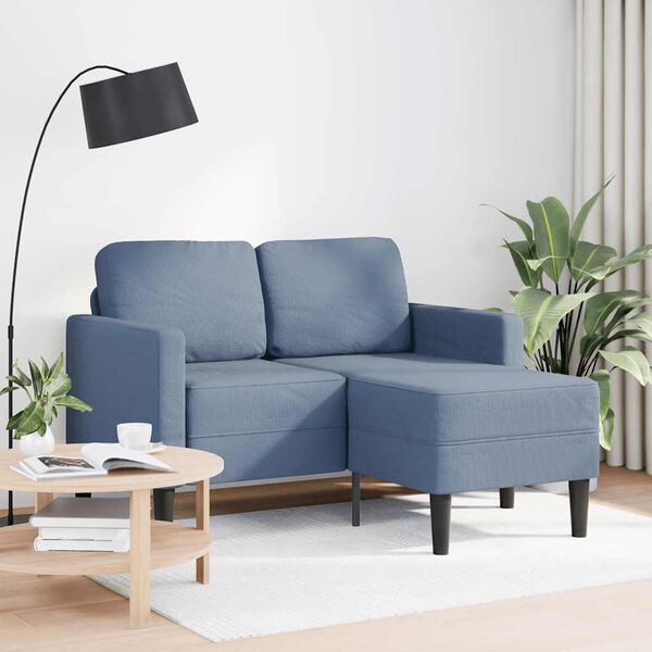 vidaXL 2-vietīgs dīvāns ar ku&scaron;eti L-veida Blue 125 cm Lina