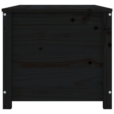vidaXL uzglabāšanas kaste, melna, 110x50x45,5 cm, priedes masīvkoks