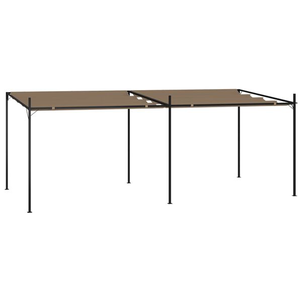 vidaXL dārza nojume ar izvelkamu jumtu, 600x300x233 cm, pelēkbrūna