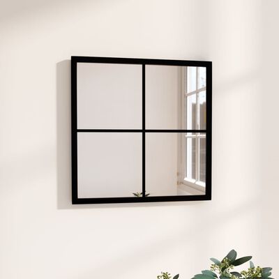 vidaXL sienas spogulis, melns, 40x40 cm, metāls