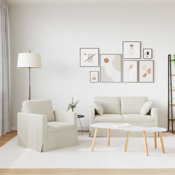 vidaXL Dīvāns 2 pcs Krēmkrāsa 138 x 78 x 80 cm Samts