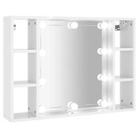 vidaXL spoguļskapītis ar LED, spīdīgi balts, 76x15x55 cm