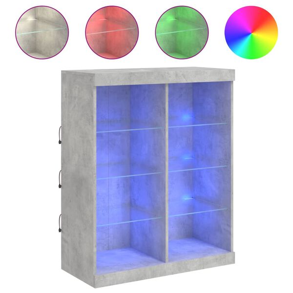 vidaXL kumode ar LED lampiņām, betona pelēka, 81x37x100 cm