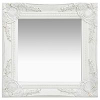 vidaXL baroka stila sienas spogulis, 40x40 cm, balts