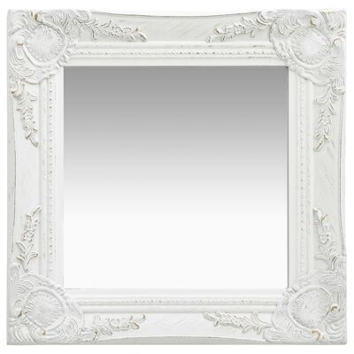 vidaXL baroka stila sienas spogulis, 40x40 cm, balts