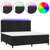vidaXL atsperu gulta ar matraci, LED, melns samts, 200x200 cm