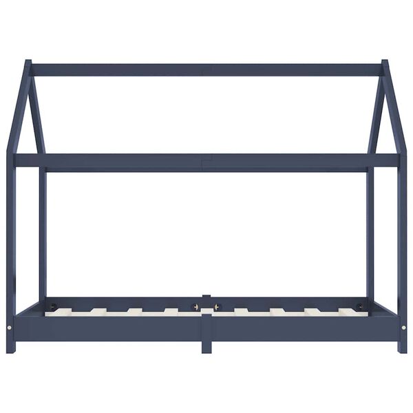 vidaXL bērnu gultas rāmis, pelēks, 80x160 cm, priedes masīvkoks