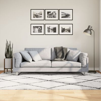 vidaXL paklājs, 160x230 cm, Shaggy, moderns, krēmkrāsu un melns