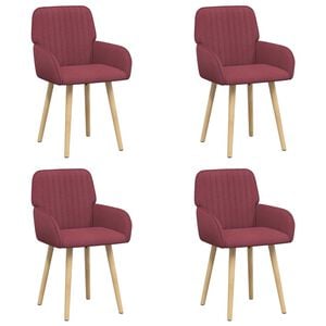 vidaXL Ēdamkrēsli 4 pcs Audums Vīna sarkans 56,5 x 50 x 87,5 cm