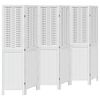vidaXL 6-paneļu istabas aizslietnis, balts, paulonijas masīvkoks