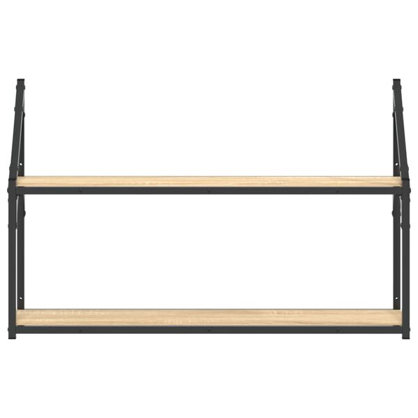 vidaXL 2-līmeņu sienas plaukts, ozola, 80x21x51 cm, inženierijas koks