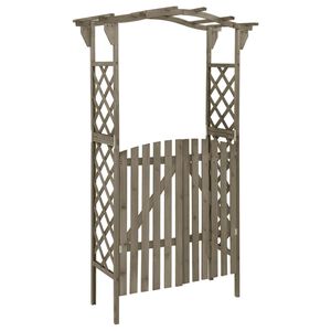 vidaXL pergola ar vārtiem, 116x40x204 cm, pelēks egles masīvkoks