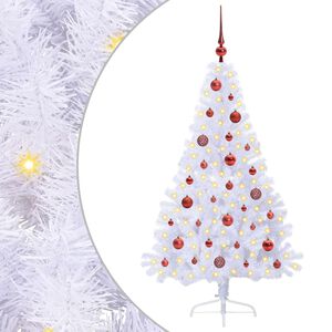 vidaXL Mākslīgā Ziemassvētku eglīte Balts 150 cm PVC un tērauds