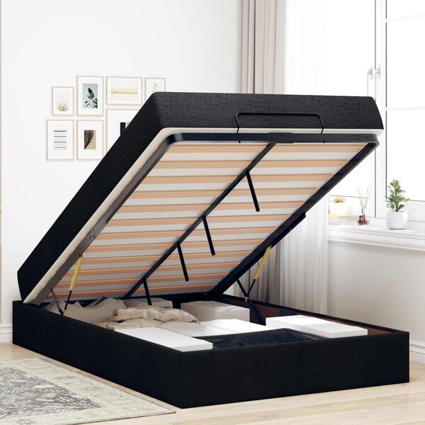 vidaXL Gultas rāmis ar matraci ar matraci 2 pcs Melna audums