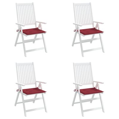 vidaXL dārza krēslu spilveni, 4 gab., vīnsarkani, 50x50x3 cm, audums