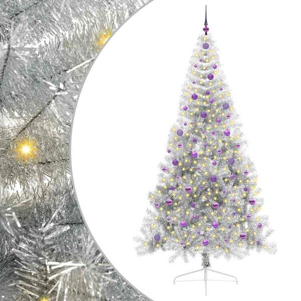 vidaXL Mākslīgais LED Ziemassvētku eglīte Sudraba 240 cm PET