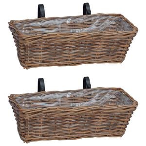 vidaXL Pakaramais stādāmā grozs 2 pcs Brūna 48 x 22 x 15 cm