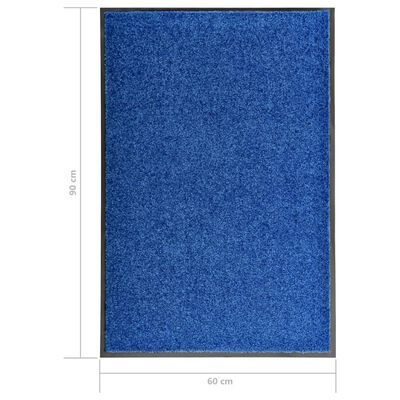 vidaXL durvju paklājs, mazgājams, zils, 60x90 cm