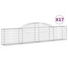 vidaXL arkveida gabiona grozi, 17 gb., 300x30x60/80 cm, cinkota dzelzs