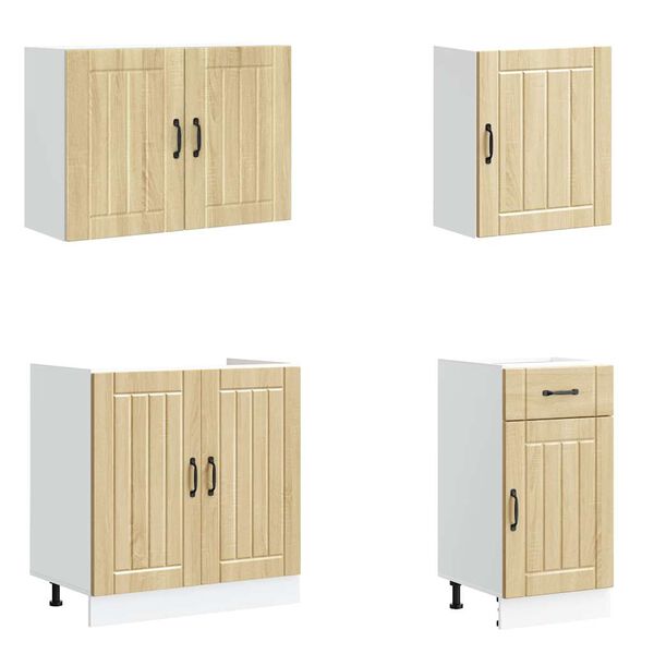 vidaXL 7-daļīgs virtuves skapītis komplekts, Lucca, ozolkoka