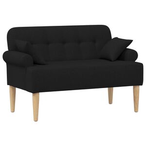 vidaXL Divvietīga mēbele ar pogu pūkām Melns 120 x 65 x 79 cm Audums