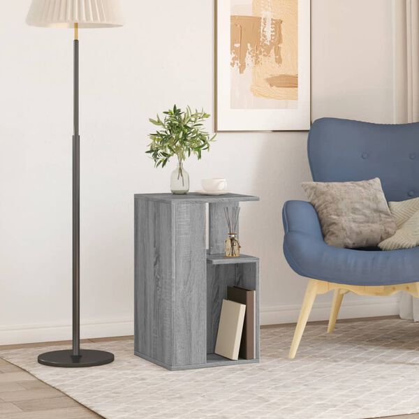 vidaXL galdiņ&scaron;, pelēka ozolkoka krāsa, 35x35x60 cm, inženierijas koks