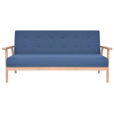 vidaXL dīvāns, trīsvietīgs, zils audums