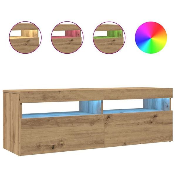 vidaXL TV skapītis ar LED lampiņām, 120x35x40 cm, inženierijas koks