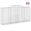 vidaXL arkveida gabiona grozi, 3 gb., 300x50x140/160cm, cinkota dzelzs