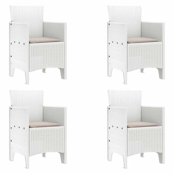 vidaXL Dārza ēdamgalds 5 pcs Balts Polt rattan