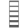 vidaXL grāmatu plaukts, pelēks, 60x30x167,5 cm, priedes masīvkoks