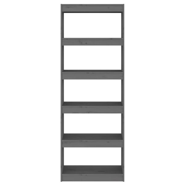 vidaXL grāmatu plaukts, pelēks, 60x30x167,5 cm, priedes masīvkoks