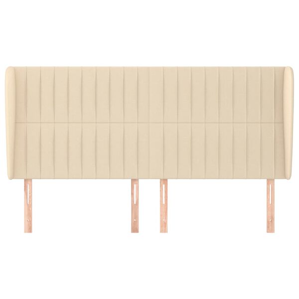 vidaXL galvgalis ar malām, 203x23x118/128 cm, krēmkrāsas audums