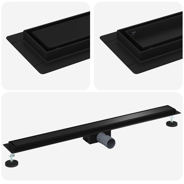 vidaXL 2 in 1 du&scaron;as notekvads Melna 90 cm Nerūsējo&scaron;ais tērauds 304