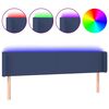 vidaXL gultas galvgalis ar LED, 203x16x78/88 cm, zils audums