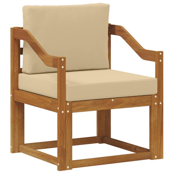 vidaXL Āra dīvāns Cieta akācijas koks un poliesters Dabiska