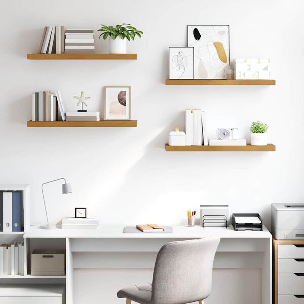 vidaXL Sienas plaukts 4 pcs Bē&scaron;a 90 x 23,5 x 4 cm Inženierijas koks