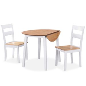 vidaXL trīsdaļīgs virtuves mēbeļu komplekts, MDF, gumijkoks, balts