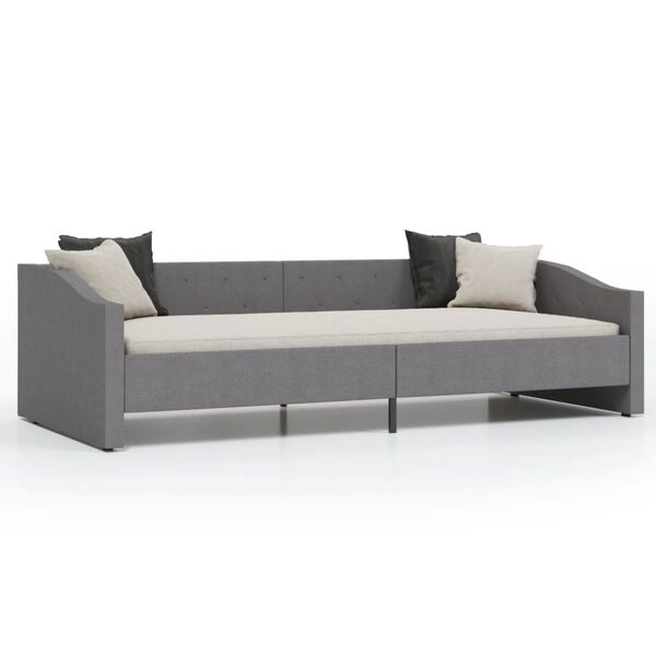 vidaXL dīvāngulta, USB, gai&scaron;i pelēks audums, 90x200 cm