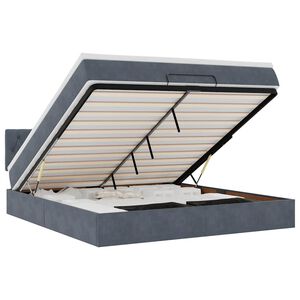 vidaXL Osmaņu gultas rāmis ar matrača tum&scaron;i pelēks 180x200 cm samts