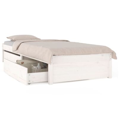 vidaXL gultas rāmis ar atvilktnēm, balta, 90x190 cm, vienvietīgs