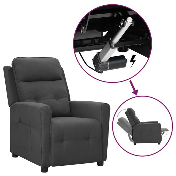 vidaXL atpūtas krēsls, paceļams, tum&scaron;i pelēks audums