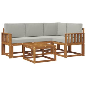 vidaXL Āra dīvānu komplekts ar spilvenu 5 pcs Dabīgs un gai&scaron;i pelēks