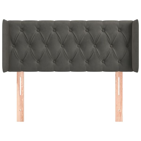 vidaXL galvgalis ar malām, tum&scaron;i pelēks samts, 103x16x78/88 cm