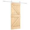 vidaXL Slīdo&scaron;ās durvis Dabisks un balts 85 x 210 cm Cieta priedes koks