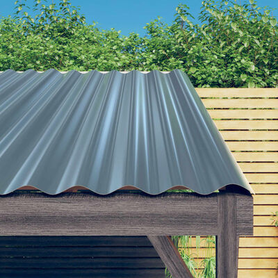 vidaXL jumta paneļi, 12 gab., pulverkrāsots tērauds, pelēki, 80x36 cm