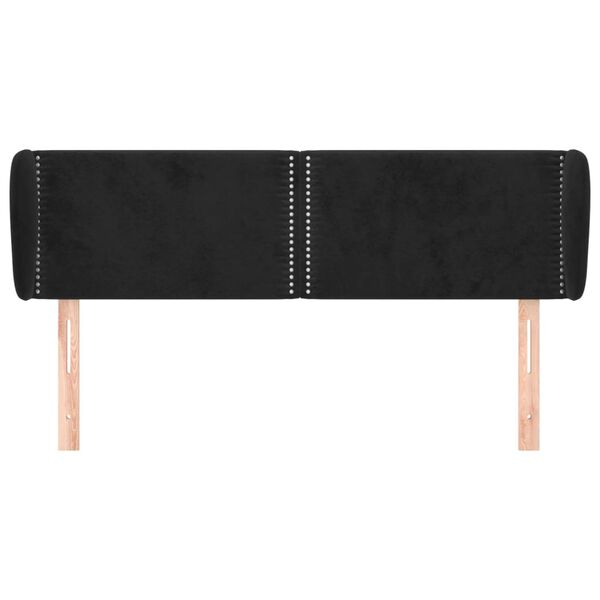 vidaXL galvgalis ar malām, melns samts, 147x23x78/88 cm