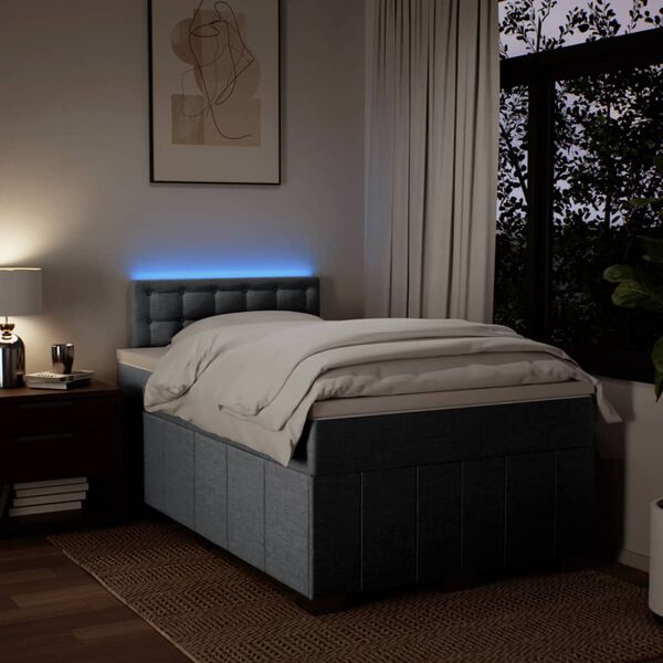 vidaXL atsperu gulta ar matraci, gai&scaron;i pelēka audums, 120x190 cm