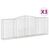 vidaXL arkveida gabiona grozi, 3 gb., 400x50x140/160cm, cinkota dzelzs